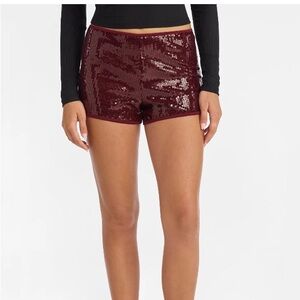 Women's Burgundy Sequin Party Shorts - Size XL